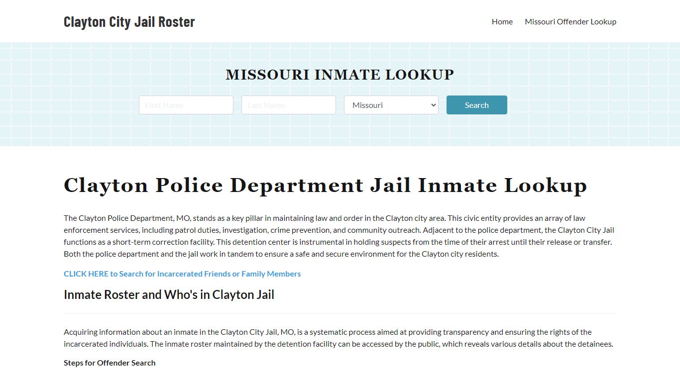 Clayton Police Department & City Jail, MO Inmate Roster, Arrests, Mugshots